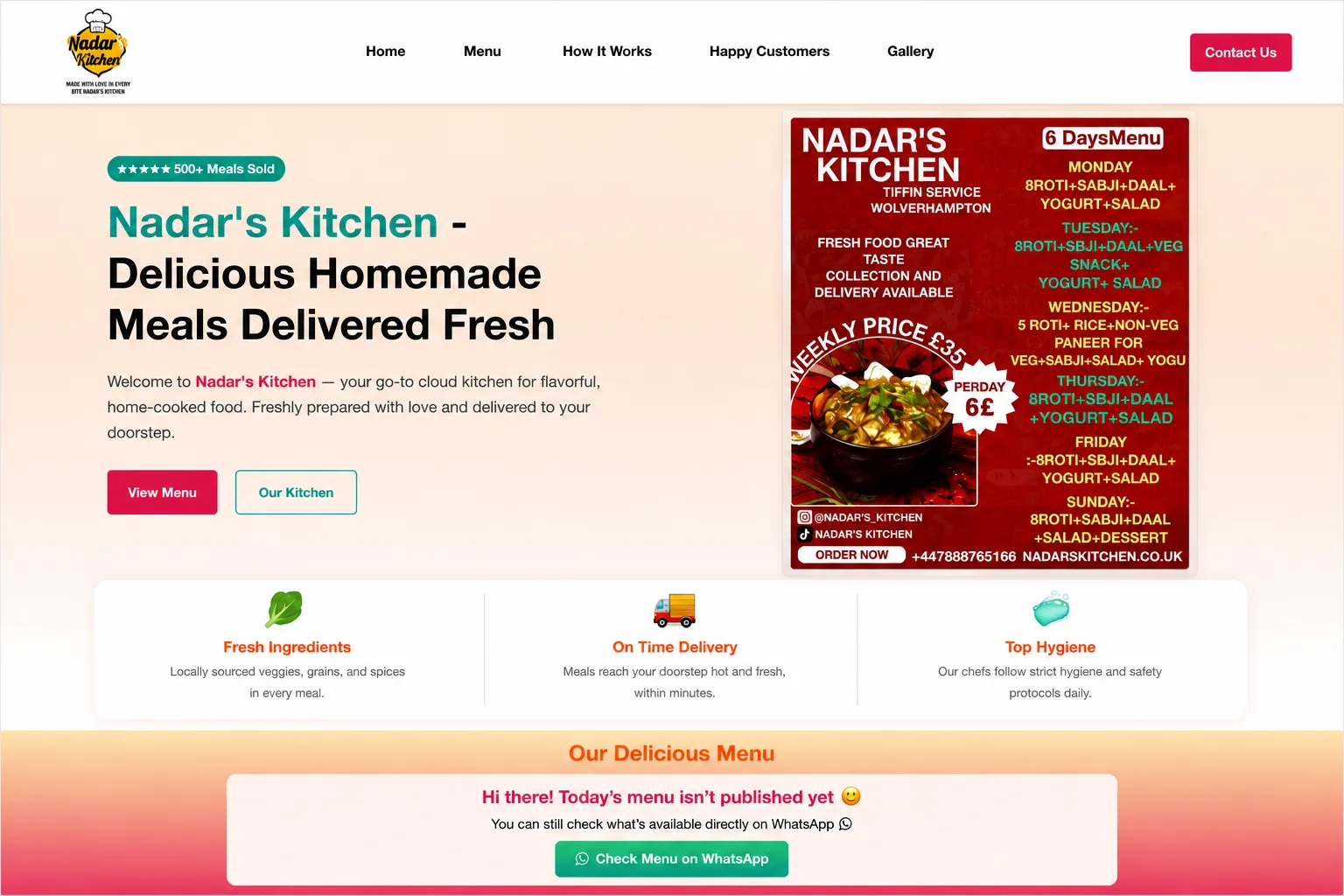 Nadar's Kitchen website preview